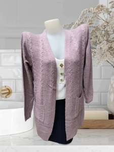 #7711-1 Women Long Sleeve Open Front Cardigan Casual Long Cardigans Loose Knit Outwear with Pockets Thick High Quality