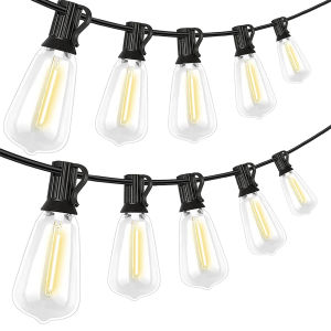 Solar Powered G40 String Lights with Shatterproof Bulbs for Automotive Exterior Lighting and Garden Decor