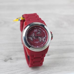 Jam tangan Q&Q 2104 tali karet/rubber kupu kupu analog original wanita