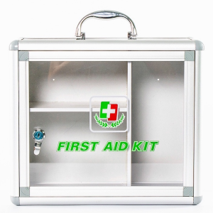 Medicine Box First Aid Box Aluminum Alloy  With Lock Multi-Layer Family Office School Wall Mountable