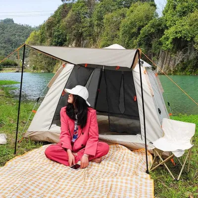 Tenda Camping Buka Otomatis Kapasitas 4 5 Orang 2 Jendela Tenda Camping Piknik Keluarga Outdoor