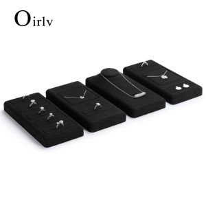 Oirlv Velvet Jewelry Ring Earrings Bracelet Necklace Organizer Storage Display Tray Whole Set Jewelry Showcase Display Holder Tray TT070