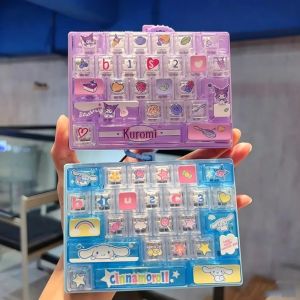 New Cute Sanrio 26‑Key Fidget Keyboard Keychain My Melody Kuromi Lovely Bag Pendant Charm 26구 키캡 키