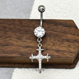 MillionGrid Cá Tính Chữ Thập Mặt Dây Chuyền Rốn Nhẫn Cho Phụ Nữ Zircon Bụng Nút Móng Tay Cơ Thể Khuyên Đồ Trang Sức