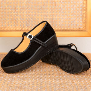 [Free Shipping] 6Cm WomenS Platform Work Shoes Comfortable Hotel Work Shoes Height-Increasing Formal Shoes Single-Strap Mom Shoes