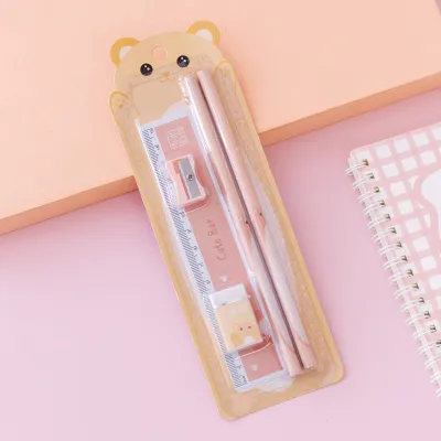 5pcs Stationery set for kids Pencil Sharpener Ruler Eraser School Gift set. Goodie Bag childrens Day Birthday Party gift. . HEYBABE.