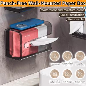 Punch-Free Wall-Mounted Paper Box Waterproof Wall-Mounted Wall Mounted Kitchen Toilet Paper Drawer Box