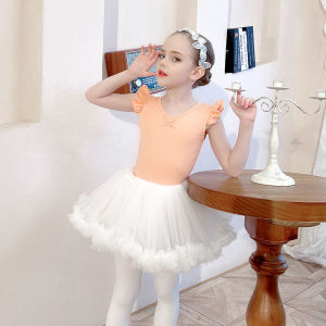 LOLANTA Kids Girls Basic Ballet Dance Dress Clothes Sleeveless Sling Leotard with White Tutu Skirt Outfit Childrens Ballet Gymnastics Performance Costumes