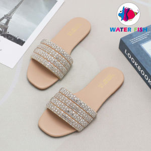 Waterfish womens slippers with crystal diamond finish