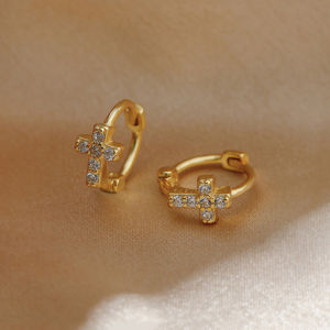 RAISS 14K Gold Plated Mini Zircon Hoop Earrings Cubic Zirconia Cartilage Earring Small Huggie Piercing Earings