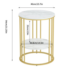 2-Tier Round Side End Table Living Room Coffee Accent Table with Storage Shelf