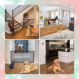Magic Gate for Dogs Baby Safety Gate Pet Enclosure Portable Mesh Folding Safety FencePet Isolation Net Dog Gate for Indoor Hall Doorway (Easy Install Anywhere)