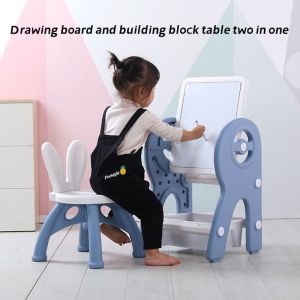 3in1 Multi-functional Building Block Table Children Drawing Board painting Toy for Kids study desk