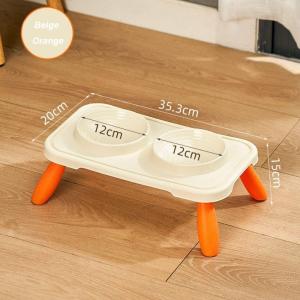 Pet Adjustable Height Food Bowl Dog Cat Removable For Cleaning Stainless Steel Double Bowl Food Bowl