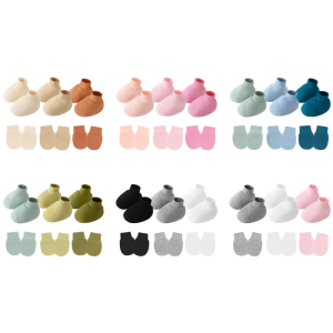 3 Set Elastic Newborns Mittens with Nonslip Socks for Infant Skin Protections 0-3 Month Baby Face Protections Gloves
