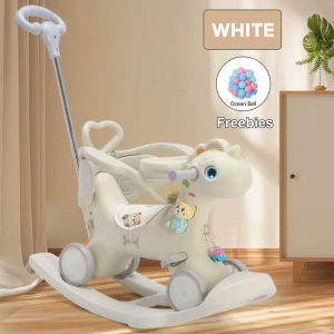 Woop Rocking Chair For Kids Rocker Swing Rocking Horse For Baby With Wheel Safety Belt Handle