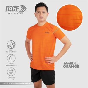 Jersey Olahraga Kaos Gym Futsal Badminton Dry Fit Dice Marble Orange