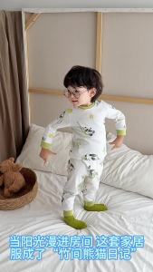 Childrens pajama set a Cotton-like long-sleeved home wear autumn clothes and pants spring and autumn underwear for children
