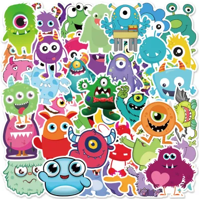 Set 50 Sticker chống nướcMonster - Hình Dán Sticker Cắt Sẵn Trang Trí Bình Nước Mũ Bảo Hiểm Điện Thoại Laptop Vali