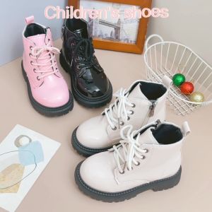 LUCKIDS fashion school black casual boots for kids girls leather barbie boots with heel 1-3cm size 20-31