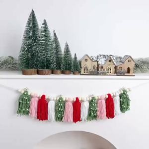 ins Christmas Fireplace Decor Boho Tassel Banner Handmade Tassel Garden , Hot Sale