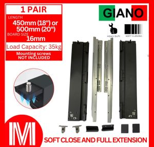 Giano Slim Soft Closing Drawer Slide Height 89mm or 121mm