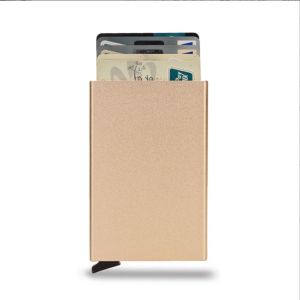 SIERWU Anti-ic Credit Card Holder Automatic Aluminum Alloy RFID Blocking Card Box Portable Anti-theft Wallet RFID Card Case Men