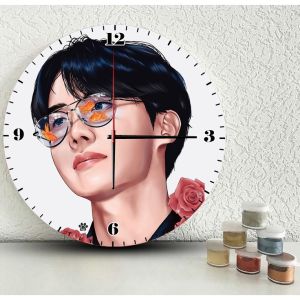 Jam Dinding Kayu Bulat Korea K-Pop BTS Free Baterai rajadekorofficial
