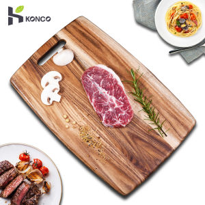 Konco New Wood Chopping Block Solid Wooden Cutting Board Steak Bread Preparation Board Rectangle Natural Acacia Wooden Cutting Block