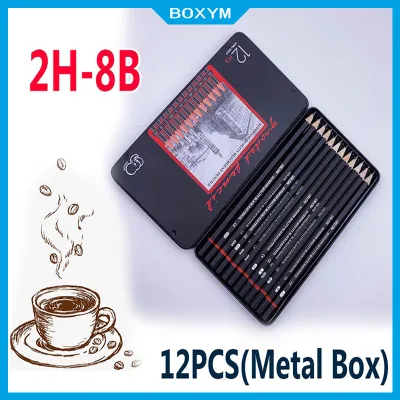 isi 12 pcs Pensil gambar sketsa set lengkap 2H H F B HB 2B 3B 4B 5B 6B 7B 8B Charcoal Pencils Set Alat Drawing Menggambar