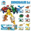 SpaceKids Dinosaur Transformers 6-in-1 Combination Childrens Lego Block 6-pox Set Robot Toy Compatible Design. 