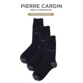 Pierre Cardin Full Length Anti-Bacterial Cotton Casual Socks - Black ColourPS6236C (3 Pairs)