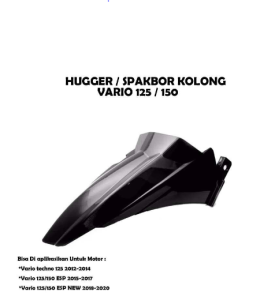 Hugger Spakbor kolong Vario 125 150 Karpet lumpur Spakbor Belakang Vario 125 150