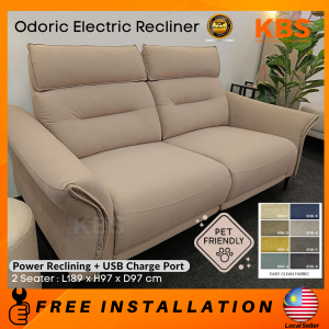 (FREE Installation+Shipping) KBS Odoric Electric Incliner Sofa / 2 Seater / Water Repellent Fabric / Cat Friendly Fabric / Easy Clean / Auto Power Recliner Sofa