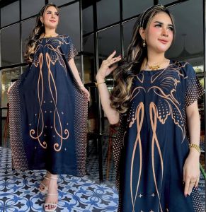 Daster Batik Kencana Jumbo LD 120 Model Kelelawar NURUL SERIES Santung Rayon lembut nyaman di pakai Pakaian Wanita sehari - hari Gaun Tidur Bumil Dress