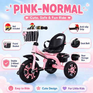 PlayPark 3 wheels Bike for kids girl and boy Stroller bike for baby with Push Handle and basket 1-8 years