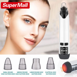 BISA COD Blackhead Cleaner Electric Heating Blackhead Remover Face Acne Pore Cleaner Vacuum 4 Replacement Heads