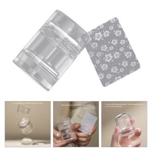 Clear Silicone Nail Stamper Set Transparent Visible Body Jelly Nails Art Template Tools with for DIY Nail Design