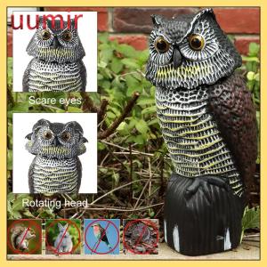 UUMIR Realistic Nighthawk Sculpture For Garden Yard With Rotating Head Outdoor Bird Deterrent Fake Owl Decoy Pest Control