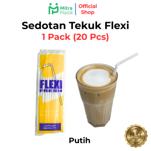 Sedotan Plastik Tekuk Putih / Hitam Flexi Murah