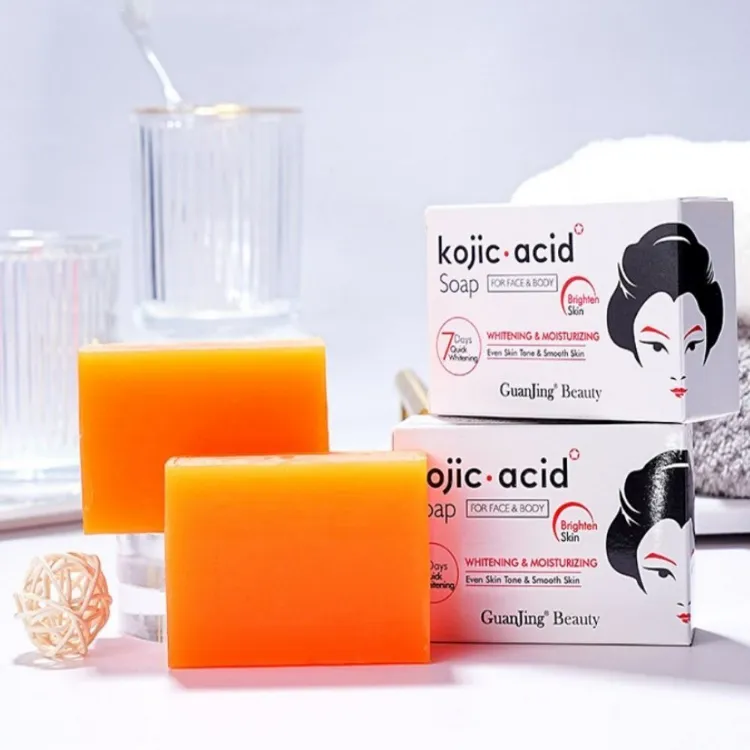 GuanJing Kojic acid facial soap 120g Whitening Cleansing Skin Exfoliation  Body Exfoliation soap