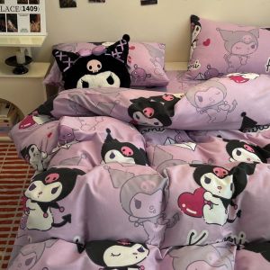 ins Feng Cartoon Kuromi Bedding Set Four-Piece Set Quilt Cover Quilt Cover College Dormitory Bed Sheet Bedding Three-Piece Set LZD