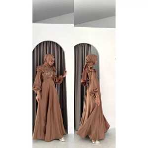 ERGINA DRESS BUSUI FRIENDLY (ADA 2 CUTTINGAN) Bahan Silk mix Brukat Premium / Gamis Wanita Terbaru 2023 Modern Lebaran