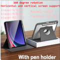 With pen holder For Xiaomi Mi Pad 5/5pro  Mi Pad 6/6 Pro REdmi Pad 10.61 / Redmi Pad SE 11 360 degree rotation Flip Leather Case. 