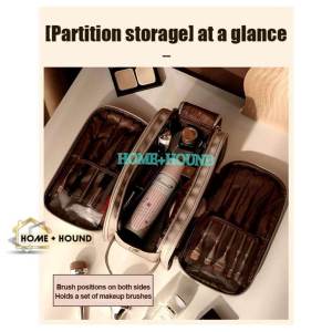 HOME+HOUND Stock no.DEF Three-Layer Double Zipper U-Shaped Design Cosmetic Bag HIGH Capacity for Make UP and Skin Care Products