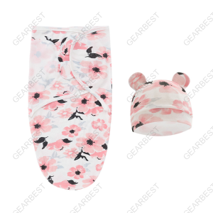 GEARBEST Adjustable Magic Sticker Swaddle Wrap for Newborn Baby with Bonnet Soft Breathable Fabric