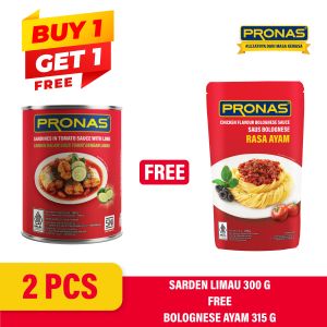 [BUY 1 GET 1] PRONAS Sarden Saus Tomat dengan Limau 300 g Free Saus Bolognese Ayam 315 g