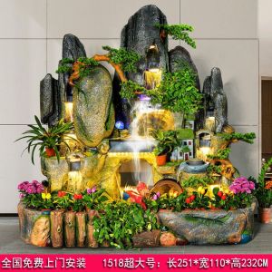 Large Pastoral Rockery Water Fengshui Wheel Fountain Large Fish Pond Living Room Balcony Entrance Garden Courtyard Decoration Decoration