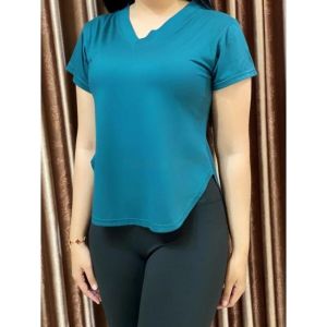Kaos wanita V-neck olahraga bahan rayon super menyerap keringat nyaman di pakai