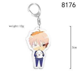 ZJT Fruits Basket Keychain Anime Acrylic Bag Pandant Keyring 6cm Honda Tohru Sohma Kyo Sohma Yuki Key Chain series JTZ